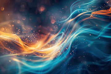 A colorful, abstract painting of flames and water.,