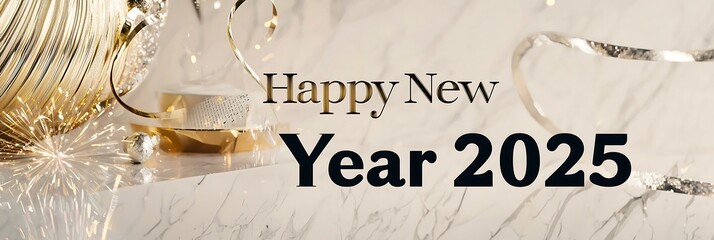 Luxury New Year's Card with Gold and White - ゴールドと白のラグジュアリーな新年のカード.Generative AI