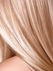 Fototapeta premium A close up of beautiful clean blond hair texture. 