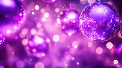 Shiny purple party disco balls background