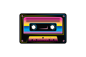 Fototapeta premium Audio cassette. Original vector illustration in vintage style. T-shirt design.