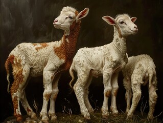 Three Adorable Lambs: A Close-Up Portrait