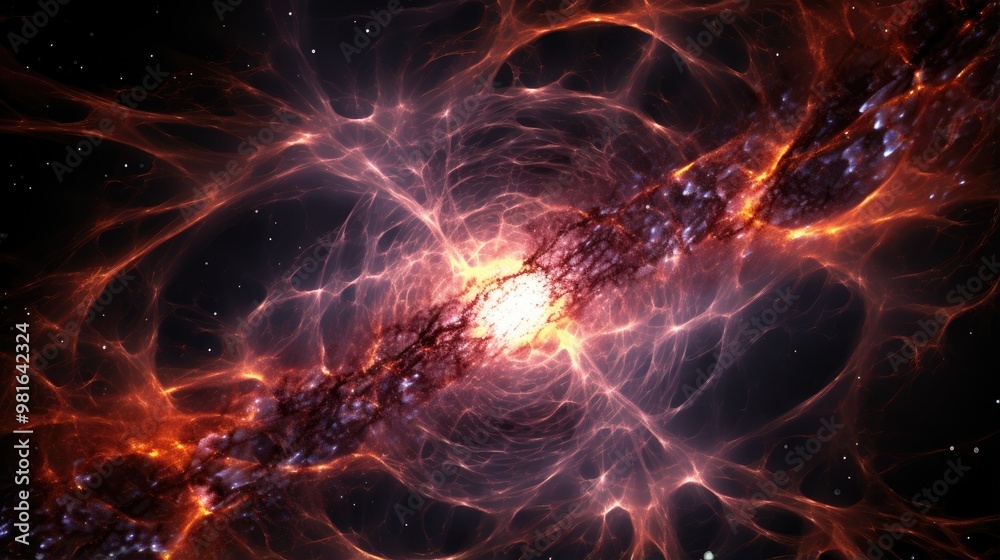 Wall mural a vibrant and abstract cosmic nebula, swirling with energy and light. the colors are rich and deep, 