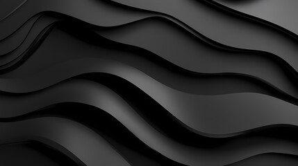Black geometric minimalist curves layers waves pattern texture wall abstract artwork background concept, web graphic wallpaper, digital art backdrop. Minimalism. Illustration