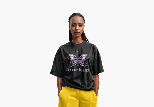 Woman Wearing an Oversize T-Shirt  generative ai