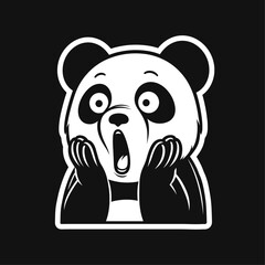 shocked panda funny sticker illustration