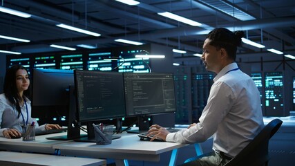 Engineer overseeing data center, making improvements and updates to ensure system can handle...