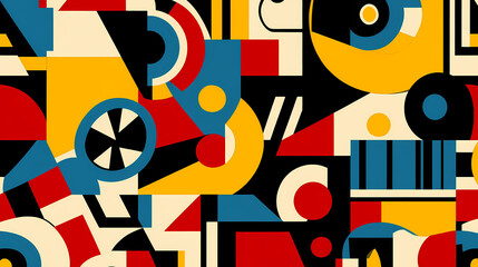 Obraz premium Design art background with a retro-inspired geometric pattern in bold primary colors, playful and nostalgic. Nostalgic. Illustration