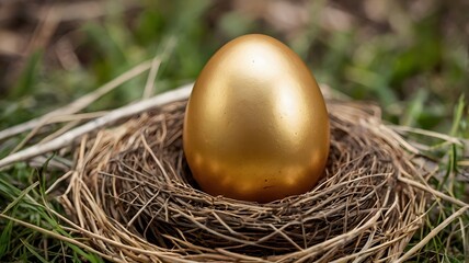 Fototapeta premium One Golden Egg Luxery Shiny Easter Decoration