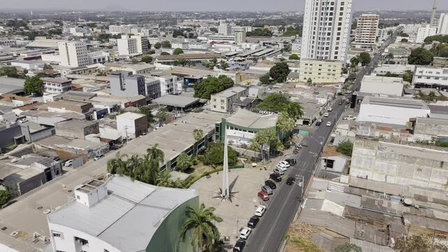 Drone orbits monument for Centro Geod&eacute;sico da America do Sul in Cuiab&aacute;, Mato Grosso, Brazil