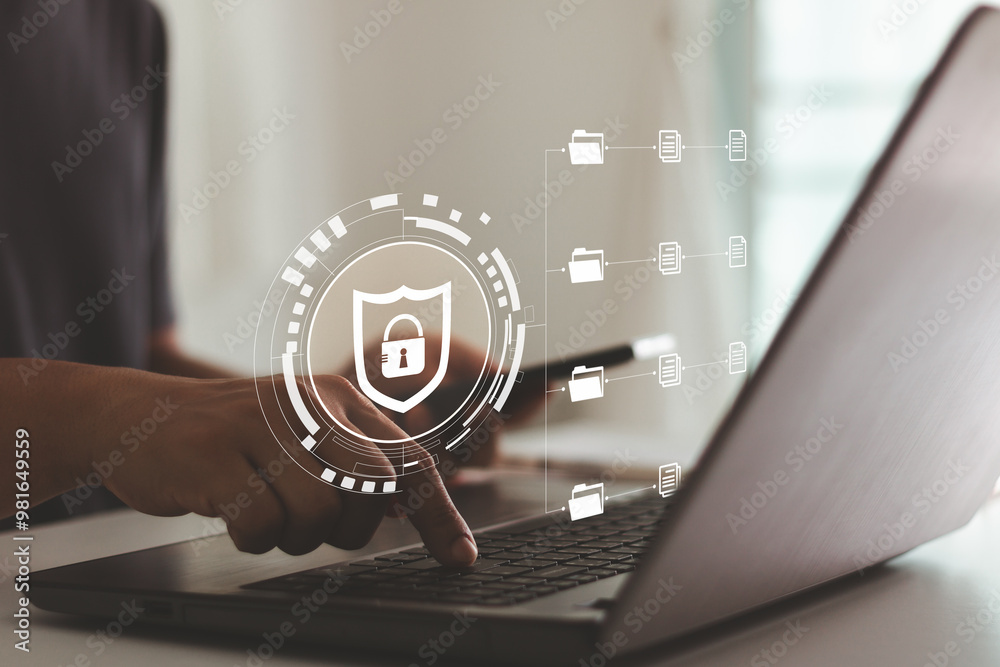 Aufkleber management cybersecurity technology, security document information business login file folder, conce