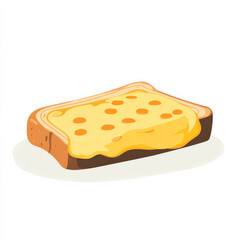 Flat illustration of a cheese sandwich with melted cheese, drawn in simple, bold colors, on a white background.