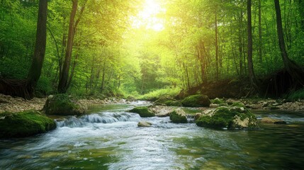 Obraz premium Serene Forest Stream