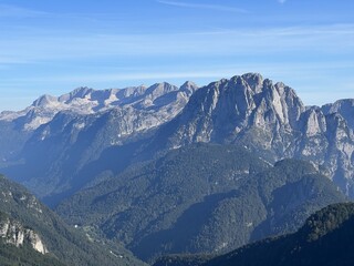 Alpine valleys around Mangart peak in the Julian Alps, Strmec na Predelu (Triglav National Park,...