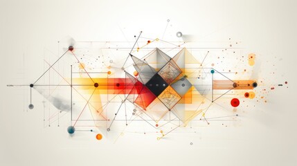 Abstract geometric design with colorful shapes and lines. The image is a great representation of modern art.