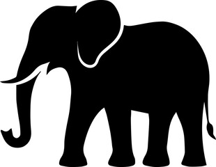 Obraz premium Hand drawn elephants silhouette on white background