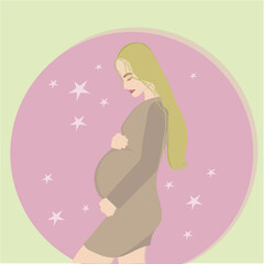 mulher com cabelo loiro gestante grávida de menina