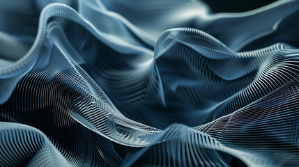 Naklejka premium Abstract blue grid background with wave pattern.