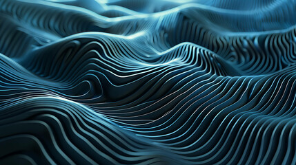 Abstract background of wavy, blue, striped lines.