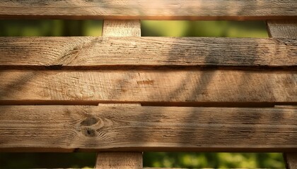 Fototapeta premium A detailed view of a wooden pallet, with a focus on the wood grain and a natural background 