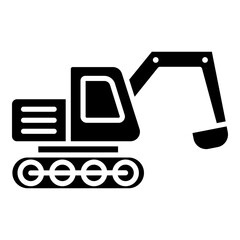 Excavator, digger glyph solid icon