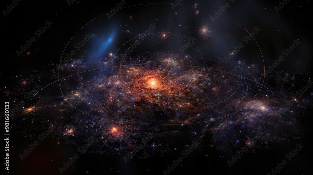 Wall mural a breathtaking view of a distant galaxy, swirling with stars and nebulae. the vibrant colors and int