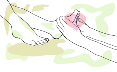 person receiving a reflexology foot massage treatment with the hands of a professional
