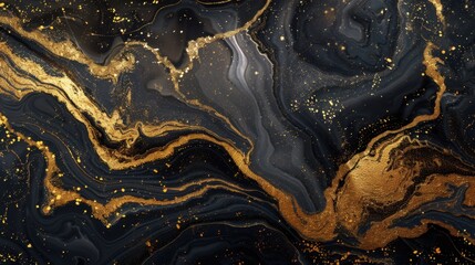 Fototapeta premium A dramatic black and gold marble texture with bold, flowing veins, ideal for luxury and high-impact designs