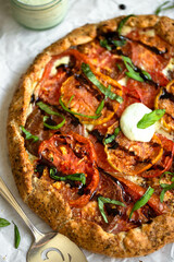 tomato galette with basil and cheese 