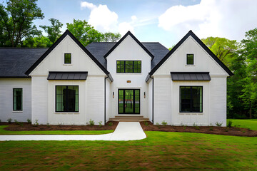 Simple vacation house in the white cape cod style.