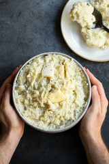 homemade mashed potatoes in a bowl 