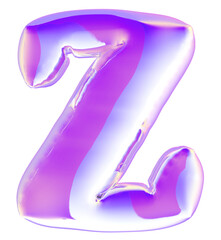 3D Holographic Letter Z - Purple, Pink, and White