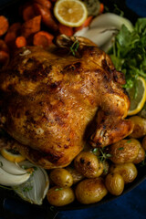 roasted chicken with carrots