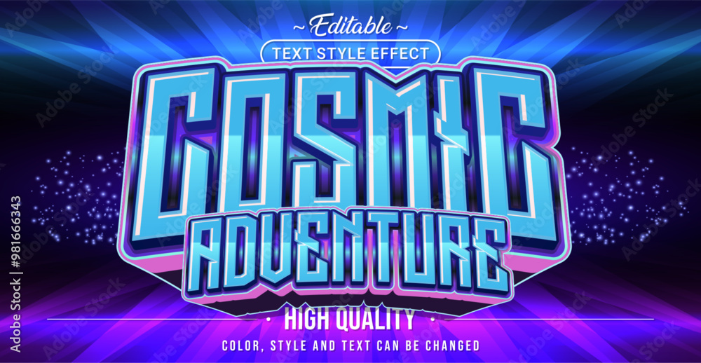 Poster editable text style effect - cosmic adventure text style theme.