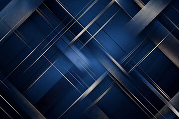 A luxury abstract background with shining platinum lines intersecting over a deep, sapphire blue background, creating a luxurious, high-fashion look.