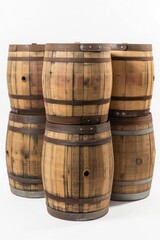 Obraz premium Stack of wooden wine barrels