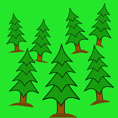 Vector illustration of pine tree forest, christmas tree
