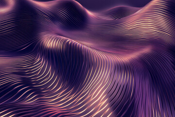 A luxury abstract background with radiant copper lines forming intricate patterns over a smooth, deep purple surface, creating a chic, modern feel.