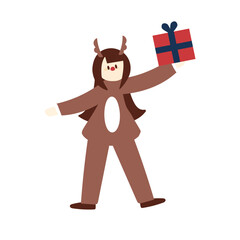 トナカイの格好をした人のイラスト