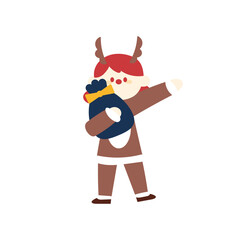 トナカイの格好をした子供のイラスト