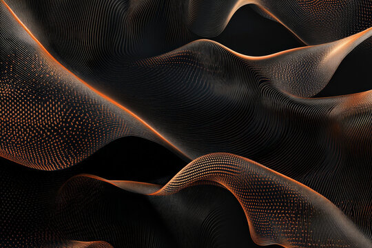 A luxury abstract background with delicate, copper lines weaving in and out of a soft matte black background, creating a sleek and modern aesthetic.