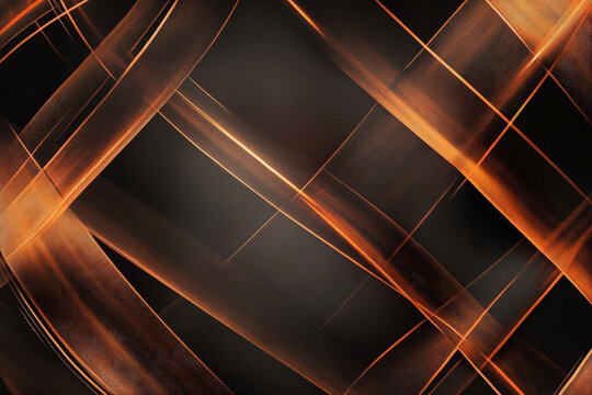 A luxury abstract background with radiant copper lines crisscrossing over a matte dark brown background, creating a sense of warmth and richness.