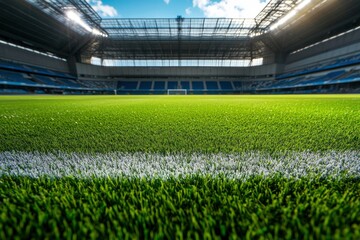 Naklejka premium Soccer stadium field, soccer background, ai