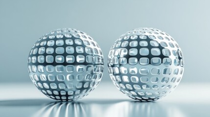 Spherical grids and lattices. Geometric art shapes in glass morphist style generative ai