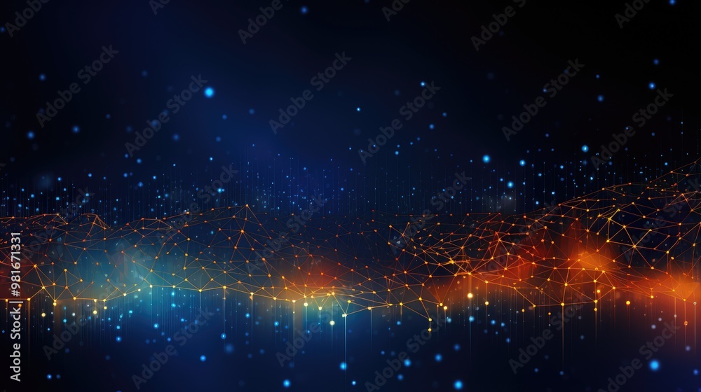 Wall mural a futuristic abstract background with a glowing network of lines and dots.