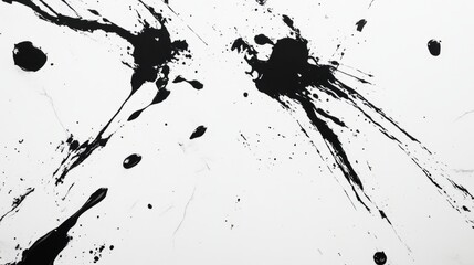 Splattered black paint on white marble, striking abstract background generative ai