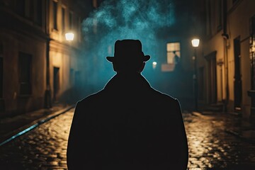 Silhouette of a man in a hat. This image evokes mystery and intrigue, perfect for stories of suspense or detective work.