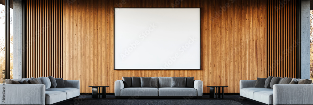 Canvas Prints Modern living room with large blank canvas.