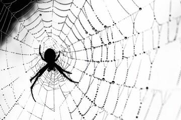 Obraz premium Intriguing silhouette of a spider web in soft gray light