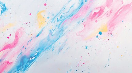 Splattered pastel paint on white marble, soft and colorful abstract background generative ai